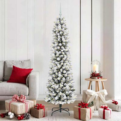 vidaXL Umelý vianočný stromček Biela 180 cm PVC, kov a plast