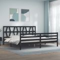 vidaXL Posteľný rám s čelom čierny 200x200 cm masívne drevo