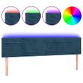 vidaXL Čelo postele s LED tmavomodrá 200x5x78/88 cm zamat