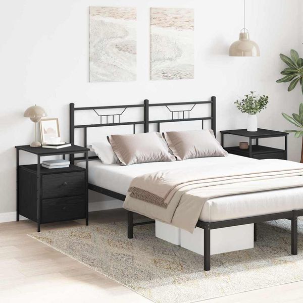 vidaXL Nočný stolík so zásuvkou 2 pcs Čierny dub 34 x 35,5 x 50 cm