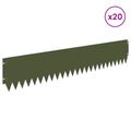 vidaXL Obrubník trávnika 20 ks 103 x 20 cm Oceľ Olivovo zelená