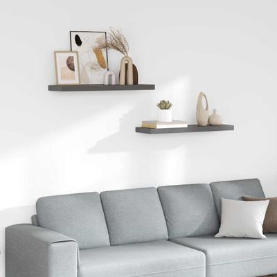 vidaXL Plávajúce nástenné police 2 ks, lesklé sivé 80x23,5x3,8 cm, MDF