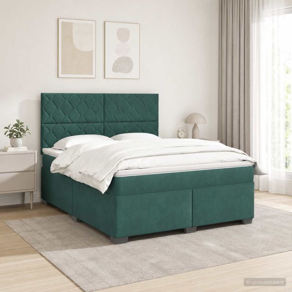 vidaXL Posteľ boxspring s matracom Tmavozelená 140 x 200 cm Zamat