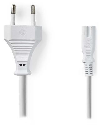 NEDIS napájací kábel 230V pre adaptéry/ prípojný/ Euro zástrčka/ konektor IEC-320-C7/ dvojlinka/ biely/ bulk/ 2m Kábel, napájací, 230V, zástrčka Euro, na IEC-320-C7, dvojlinka, biely, 2m