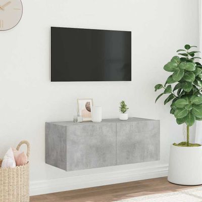 vidaXL TV nástenná skrinka s LED svetlami betónovo sivá 80x35x31 cm