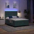vidaXL LED box s pružinami Tmavozelená 140 x 200 cm Zamat