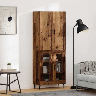 vidaXL Highboard Staré drevo 69,5 x 34 x 180 cm Kompozitné drevo