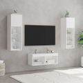 vidaXL 4-dielne TV nástenné skrinky s LED svetlami biele