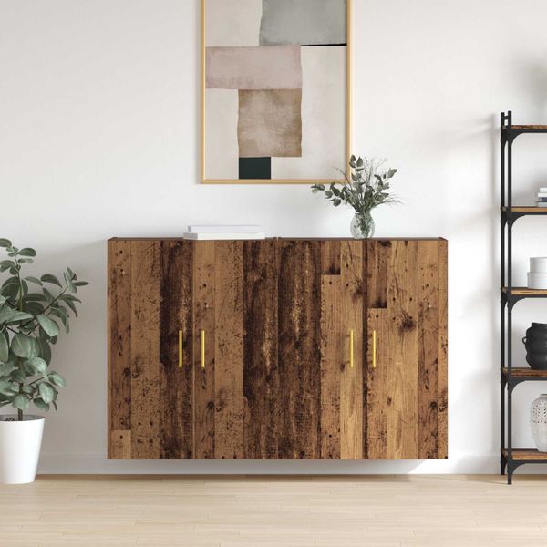 vidaXL Nástenná skrinka Nástenný 2 pcs Staré drevo 69,5 x 34 x 90 cm