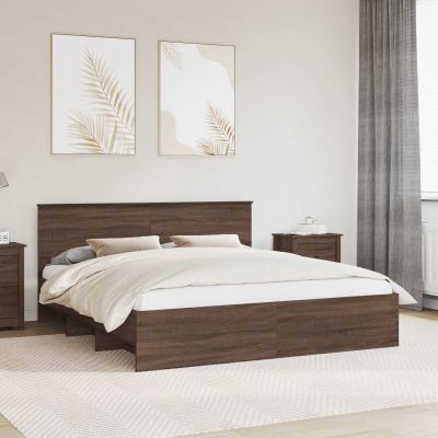 vidaXL Rám postele Hnedý dub 200 x 200 cm Kompozitné drevo