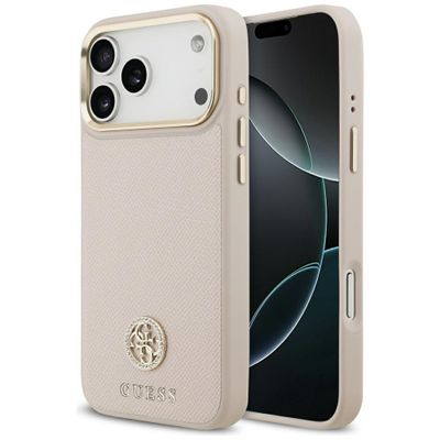 Guess case for iPhone 17 Pro Max HC MAGSAFE PU W/ GRAINED PU STRASS LOGO pink
