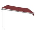 vidaXL Ručne zaťahovacia markíza s LED burgundská 350x250 cm