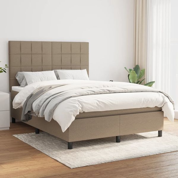 vidaXL Boxspring posteľ s matracom sivohnedý 140x190 cm látka