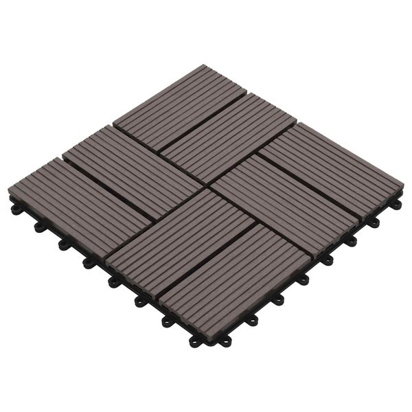 vidaXL Dlažba na terasu 11 pcs Tmavohnedá 30 x 30 cm drevoplast