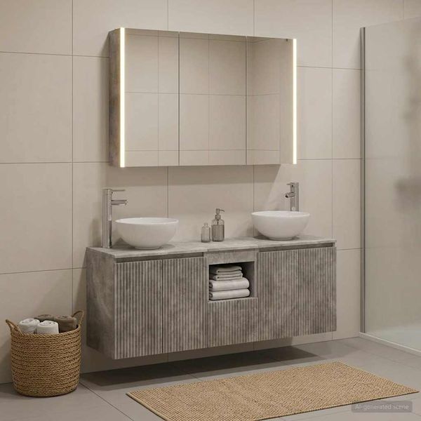 vidaXL Set kabinetov do kúpeľne 4 pcs Betónovo sivá