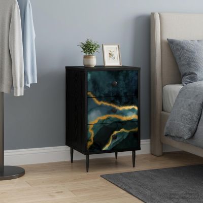 vidaXL Nočný stolík WIJHE Čierny dub 36 x 33 x 61 cm Kompozitné drevo