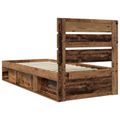 vidaXL Rám postele Staré drevo 90 x 200 cm Masívne borovicové drevo