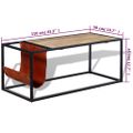 vidaXL Konferenčný stolík s držiakom na časopisy z pravej kože, 110x50x45 cm