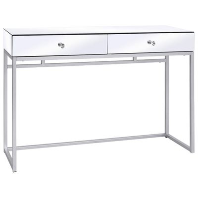 vidaXL Zrkadlový konzolový stolík, oceľ a sklo 107x33x77 cm
