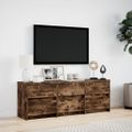 vidaXL TV stolík s LED dymový dub 140x34x50 cm kompozitné drevo