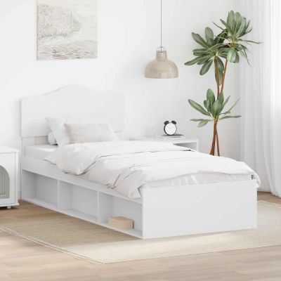 vidaXL Rám postele Biela 90 x 200 cm Masívne borovicové drevo