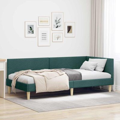 vidaXL Rohový rám postele s čelnou doskou Tmavozelená 100 cm x 200 cm