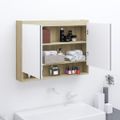 vidaXL Kúpeľňová zrkadlová skrinka 80x15x60 cm MDF biela a dubová
