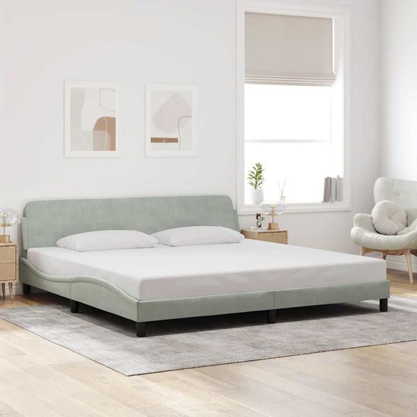 vidaXL Rám postele Dover bledosivá 200x200 cm zamat
