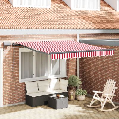 vidaXL Sklopná markíza Červená a Biela 350 x 250 cm Tkanina a hliník