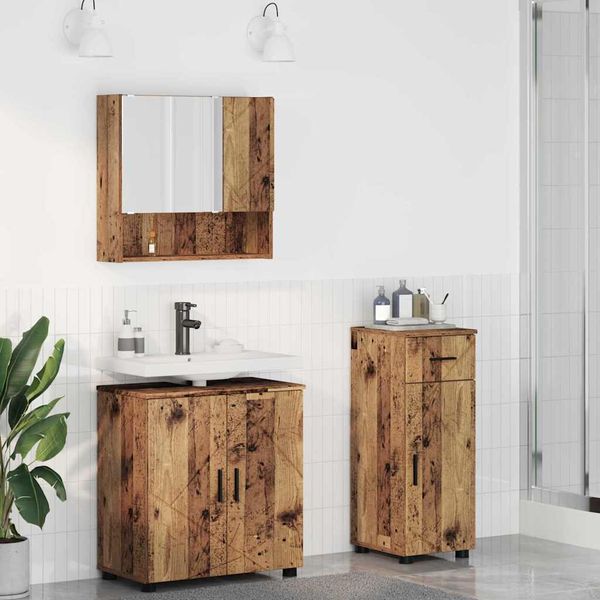 vidaXL Sada kúpeľňového nábytku so zásuvkou Nástenný 3 pcs Staré drevo
