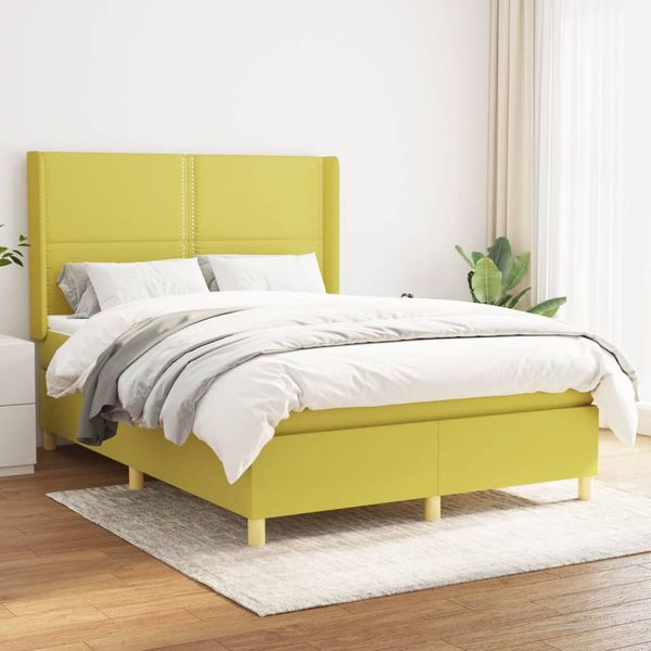 vidaXL Boxspring posteľ s matracom zelená 140x190 cm látka
