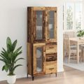 vidaXL Highboard Staré drevo 69,5 x 34 x 180 cm Kompozitné drevo