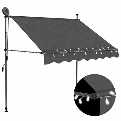 vidaXL Ručne zaťahovacia markíza s LED 150 cm, antracitová