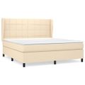 vidaXL Posteľný rám boxspring s matracom krémový 180x200 cm látka