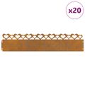 vidaXL Obrubníky trávnika 20 ks 103 x 0,05 x 22 cm Hrdzavý