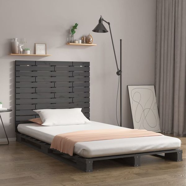 vidaXL Nástenné čelo postele sivé 106x3x91,5 cm masívna borovica