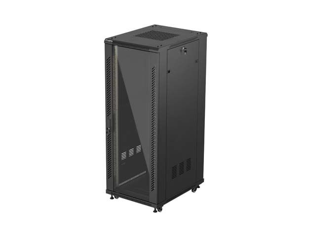19'' Voľne stojúca racková skriňa 32u/600x800 (flat pack) s presklenými dverami čierna lanberg