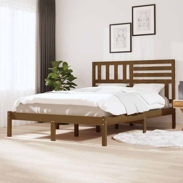 vidaXL Posteľný rám medovo-hnedý masívne drevo 150x200 cm King Size