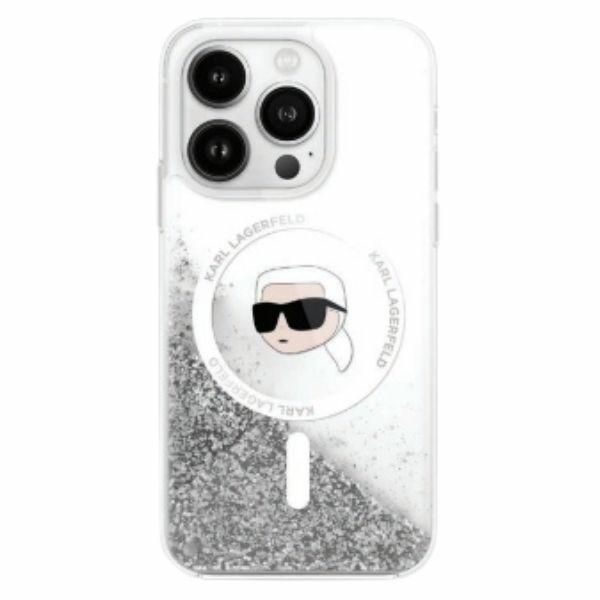 Obal Karl Lagerfeld pre iPhone 16 Pro Max 6,9" KLHMP16XLGKISGH transparentný tvrdý tekutý trblietavý Karl Head MagSafe