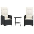 vidaXL Sklápacie záhradné kreslá 2 ks so stolíkom, čierne, polyratan