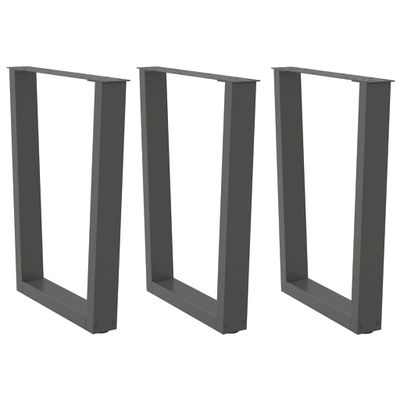 vidaXL Nohy k jedálenskému stolu v tvare V, 3 ks, antracitové, 70 x (72 – 73,3) cm, oceľ