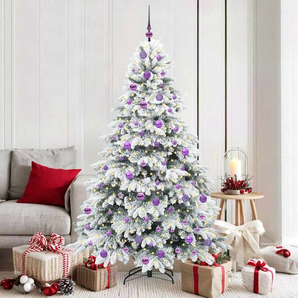 vidaXL Umelý vianočný stromček s 300 LED-i Biela 180 cm PE a PVC