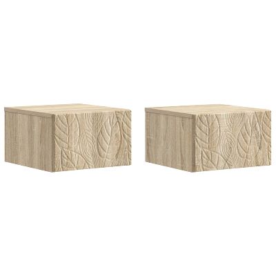 vidaXL Nástenný bočný stôl 2 pcs Dub sonoma 34,5 x 33 x 20 cm