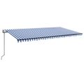 vidaXL Automatická markíza, LED a senzor vetra 600x300 cm, modrá/biela