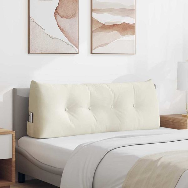 vidaXL Poduška na chrbát Krémová 120 x 24 x 50 cm Zamat