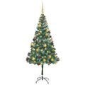 vidaXL Umelý vianočný stromček s 300 LED-i Zelená 180 cm PVC a oceľ
