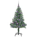 vidaXL Umelý vianočný stromček, snehom obalený, s LED svetlom 150 cm