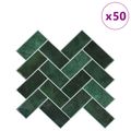 vidaXL Dlaždica herringbone 50 ks Tmavozelená 30 x 30 cm