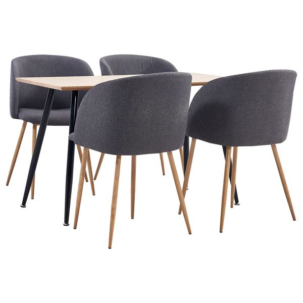 vidaXL 5-dielna jedálenská súprava, látka, sivohnedá