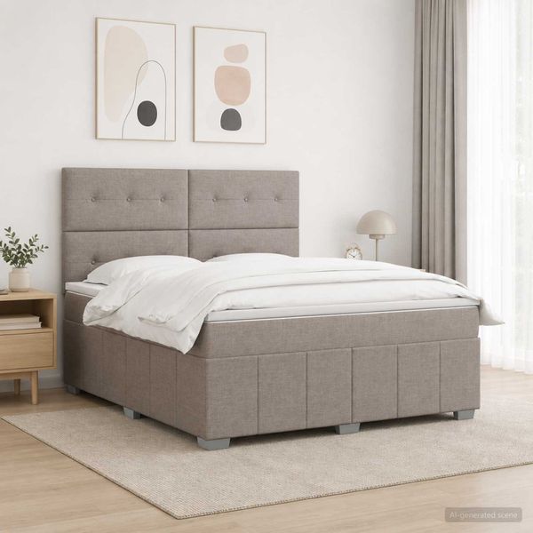 vidaXL Posteľ boxspring s matracom Sivohnedá 140 x 200 cm Látka